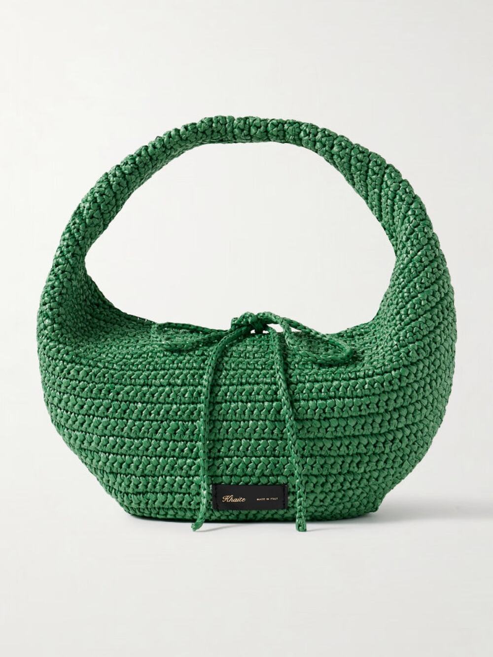 KHAITE Olivia Medium Raffia Shoulder Bag in Green - OS